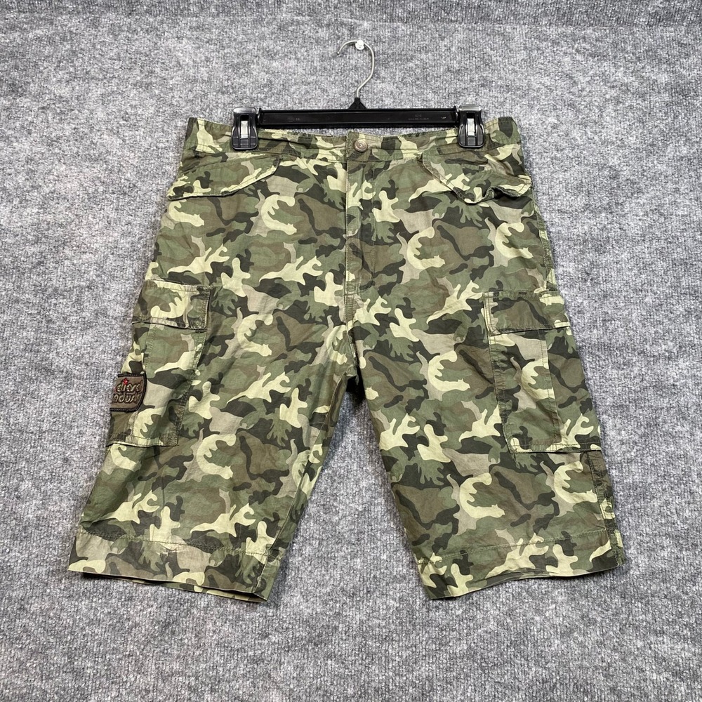 Diesel Industry Kids Camouflage Cargo Shorts Green Camo Size 16 Cotton Utility